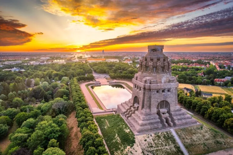 Panoramic,View,Over,The,City,Of,Leipzig,With,The,Monument